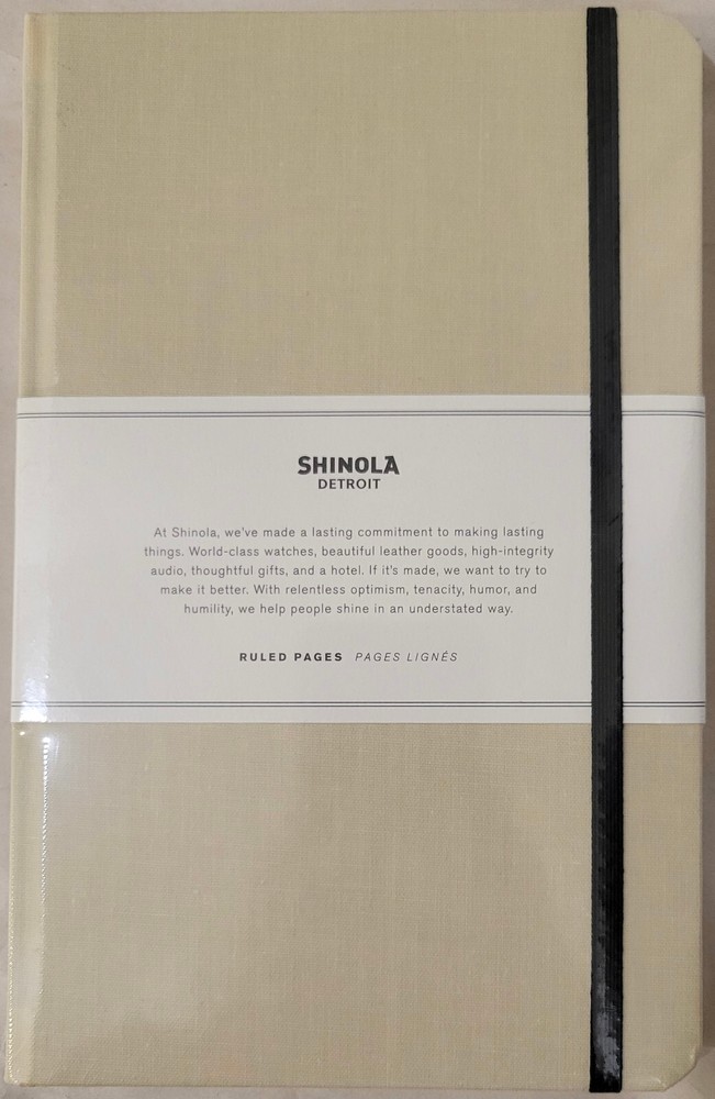 Shinola Detroit Medium Hard Linen Ruled Journal Cream 5.25×8.25 192 Ruled Pages