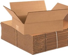 100 Pack Corrugated Shipping Boxes 14x4x4 ECT-32 Kraft Cardboard