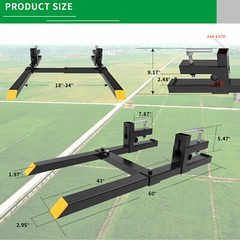 2000lb Tractor Pallet Fork 43 60” Bucket Clamp On For Backhoe Skid Steer Loader