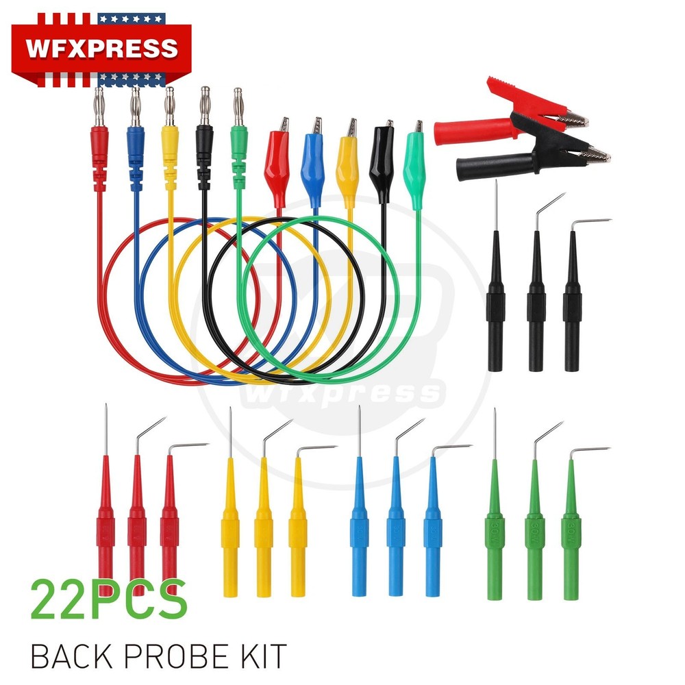 22Pcs Back Probe Kit Multimeter Test Leads Tool Identified Probe For Automotive