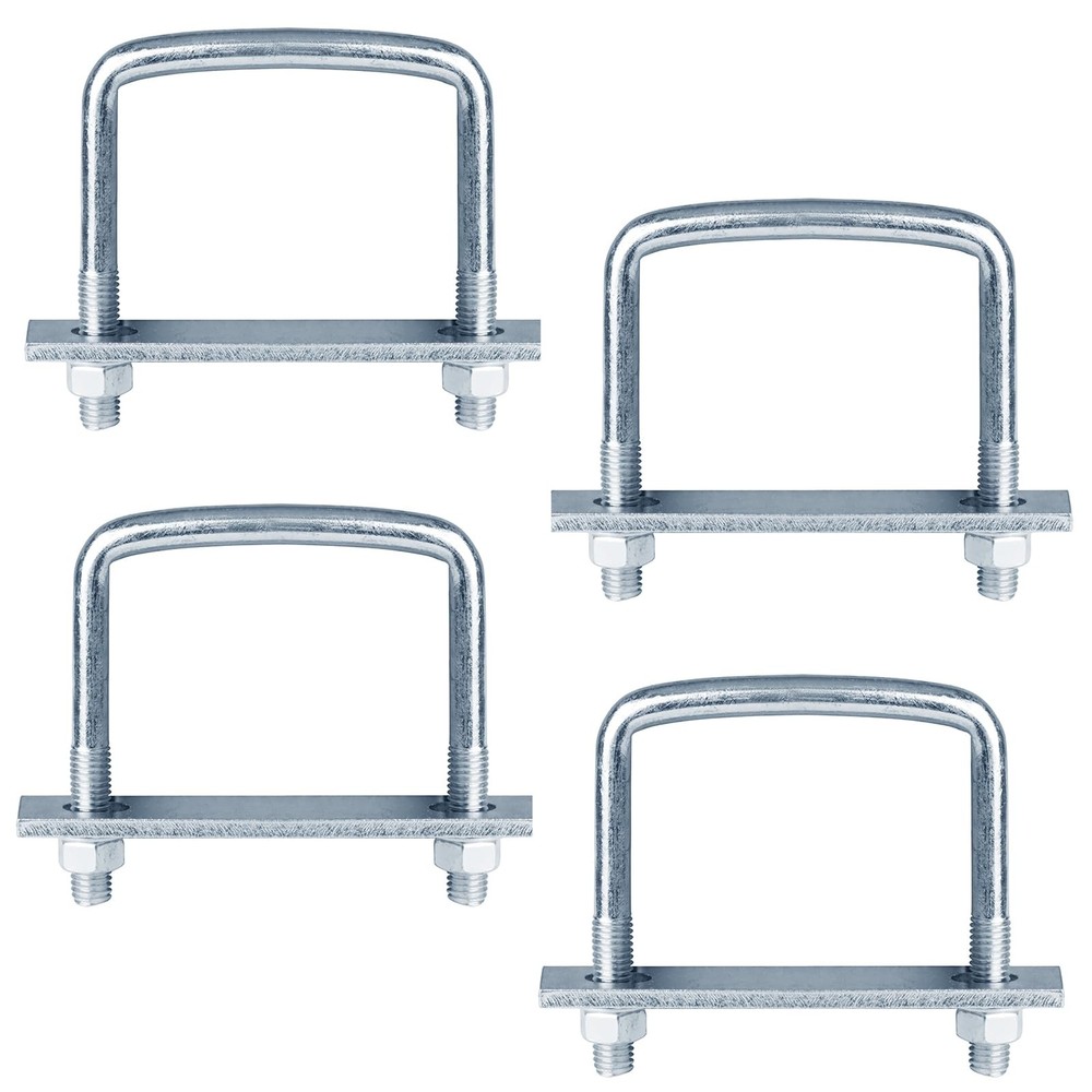 4 Pcs 4 Inch Wide Square U-Bolt for Trailer, 1/2″ x 4″ x 4-1/8″, Electro-Galv…