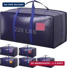 6 Pack Moving Bags with Full-Open Side Zipper, Extra Large 93L Heavy Duty Waterp