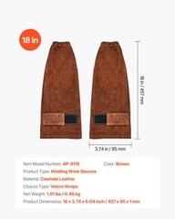 VEVOR Leather Welding Sleeves Heavy Duty Cowhide Flame Resistant Work Sleeves