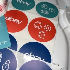 25 eBay Branded Shipping Supplies STARTER KIT Red Tape Postcard Bag FUN COLORS