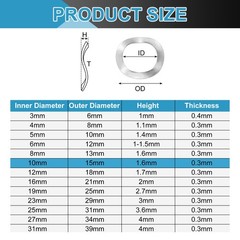 50Pcs 0.59″x0.39″x0.01″ 304 Stainless Steel Wave Spring Washer