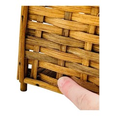 VTG Rattan Desk Organizer Bamboo Letter Tray Boho Basket Weave Office Storage