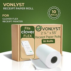 Vonlyst Thermal Paper Roll for Clover Flex Receipt Paper 2 1/4 x 55 (10 rolls)
