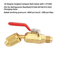 1/4″ SAE Angled Small Ball Valve 3PCS AC Refrigerant Charging Hoses