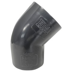 Sch 80 PVC 1-1/2 Inch 45 Degree Elbow Socket Connect