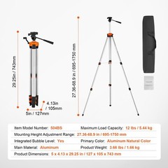 VEVOR Laser Level Tripod ¼ x 20 Thread 27.36-68.11 inch Height Adjustment