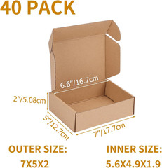 7x5x2 inch Shipping Boxes Bulk 40 Pack Brown, Tab Lock Tuck Top Mailer Boxes for