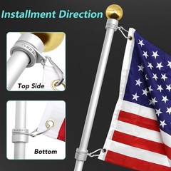 2 Pack Aluminum Flag Pole Rings 360 Anti-Wrap Swivel Mounting Ring Silver