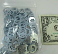 Lot 200 Thin Steel Shim Flat Washer .618″ OD x .392″ ID x .022 Thick Zinc Spacer