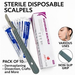 STERILE DISPOSABLE SCALPELS #10 – 10 PCS SINGLE USE SUITABLE FOR DERMAPLANING