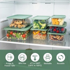 Carrotez 9.7 Cup Rectangular Food Storage Containers Lids Stackable Meal Prep