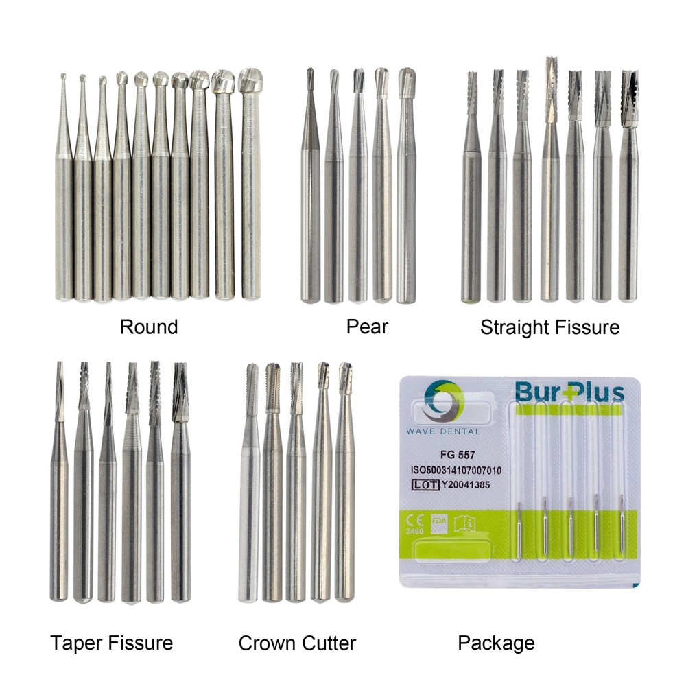 Wave Dental Carbide Bur Friction Grip FG Round 557 330 For High Speed Handpiece