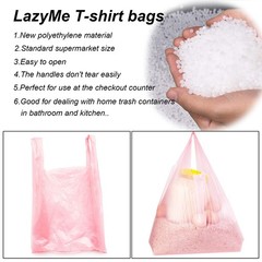 LazyMe T Shirt Bags, Pink Plastic Bags with 50 Count (Pack of 1),