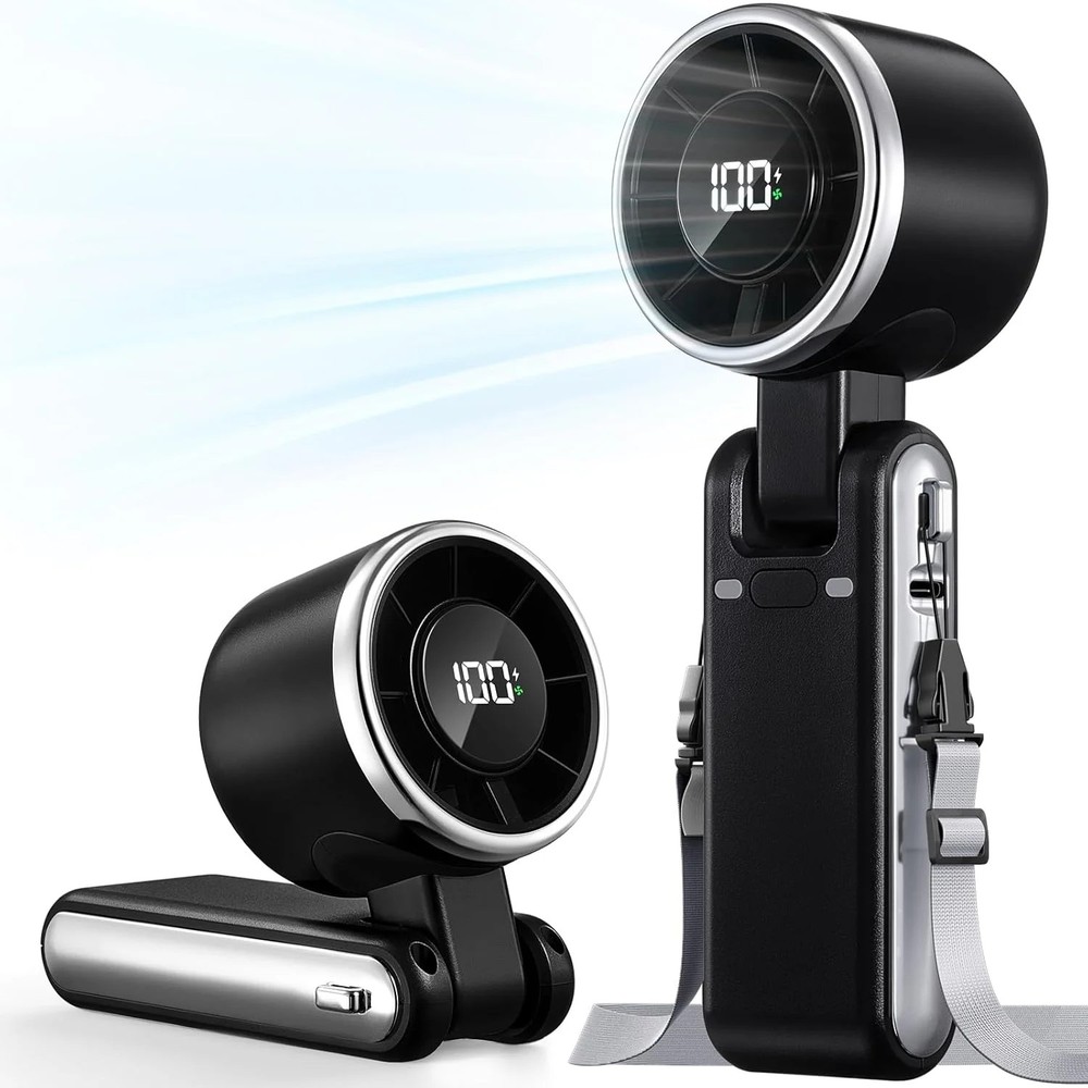 Portable Handheld Turbo Fan – 5 Gear High Speed 4000mAh Rechargeable Mini Person