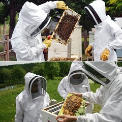 Full Body Beekeeping Suit Set w/ Detachable Ventilated Veil & Free Gloves Unisex