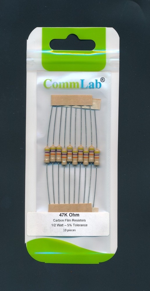 10 pcs Carbon Film 1/2 watt 5% resistors 1/2W . You pick Value 0.47-470K Ohms