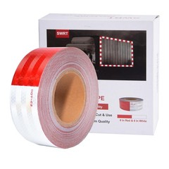 High-Visibility 2×30 Ft Red White Reflective Tape – Strong Adhesion & Waterproof
