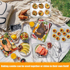 Quarter Sheet with Rack (1 Pan + 1 Rack), 9×13 Stainless Steel Baking Pan with W