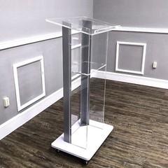 Clear Acrylic Plexiglass Podium Metal Corners Church Pulpit Lectern Funeral