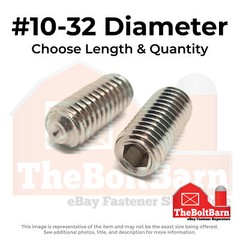 #10-32 Stainless Steel Cup Point Allen Socket Set Screw (Choose Length & Qty)