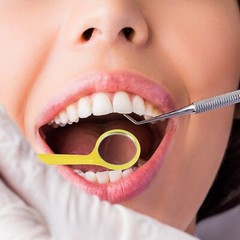 40Pcs Disposable Dental Inspection Mouth Mirror,Oral Tools Checkers (4 Colors)