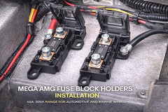 2 Pack MEGA Style Fuse Block Holder 60A–300A 12-24V High Current w/ Fuse & Cover