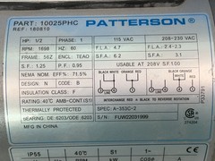 PATTERSON MOTOR 10025PHC