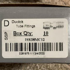 Box of 10 Swagelok Ref. SS-810-1-12 SSP Duolok ISSD8MC12 1/2in tube x 3/4in npt
