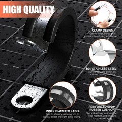24pcs 3/4 Inch Stainless Steel Cable Clamps With Two Kinds Of Screwsrubber Cushi