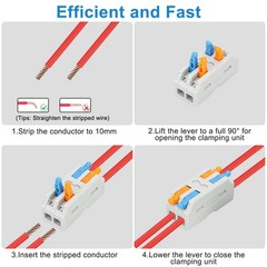 40PCS Mini Push-in Terminal Block 28–14 AWG Quick Wire Connector for Home Wiring
