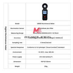 S8608 LCD Light Meter Digital Illuminance Meter Luxmeter Photometer 200000Lux