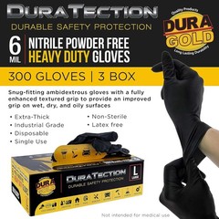 Heavy Duty Black Nitrile Disposable Gloves, 6 Mil – Latex Free, Powder Free, …