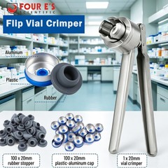 20mm Flip Vial Crimper, Crimping Tool w/ (100 Pcs Flip Caps and Rubber Stoppers)