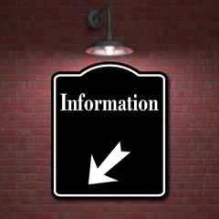 Information 45 Degree Down Left Arrow BLACK Aluminum Composite Sign