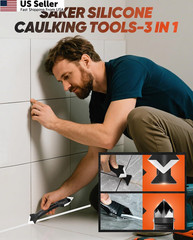 Saker Silicone Caulking Tool 3-in-1 Grout Removal and Sealant Black