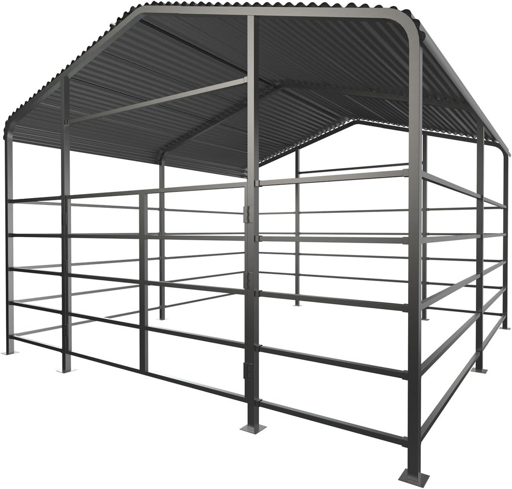 13x13ft Heavy Duty Livestock Shelter, Galvanized Steel for Cattle & Horses NEW