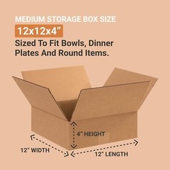 12 x 12 x 4 Shipping Boxes Moving Boxes Corrugated Kraft 25/Bundle 25/Pack