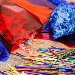 160 PCS 6×9 Inch Colored Cellophane Treat Bags Twist Ties 8 Colors Party