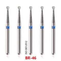 50pcs Dental Diamond Bur ball Round Drill for High Speed Handpiece FG1.6mm BR-46