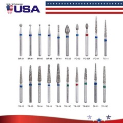 20 Types AZDENT Dental Diamond Burs Kit for High Speed Handpiece Medium FG 1.6MM