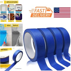 Versatile Blue Painters Tape 4 Rolls 0.94 Inch for Wall Decoration and Labeling