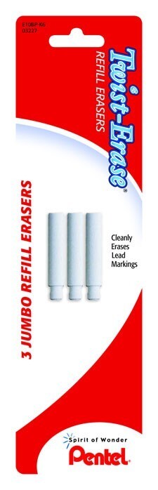 Pentel E-10 Eraser Refill Lot/4 Twist Erase Mechanical Pencil 3pc Office School