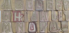 34 Pieces A To Z Letterpress Wood/Wooden Hand-Carved Matrices for Type English