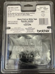 Brother TZe-2312PK TZe Label Tape Cartridge 1/2 in White, Black on White, 2 Pack