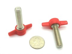 1/4-20 x 1″ Red Thumb Screws Wing Knob Delrin Head Stainless Stud Industrial