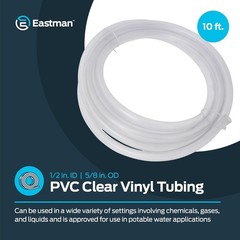 1/2 Inch ID 5/8 Inch OD PVC Clear Vinyl Tubing 10 Foot Length 98568